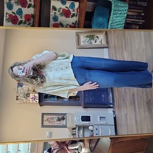 Johnny Was Vevine Satin Shirt Soft  Elegant Embroidered Fabric Front Button XL